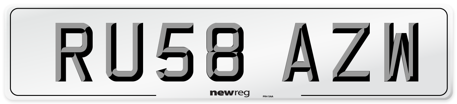 RU58 AZW Number Plate from New Reg